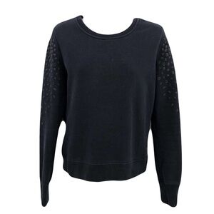 Black Pullover Sweatshirt Converse Sz XS Rubber 3D Studs on Sleeves Lightweight